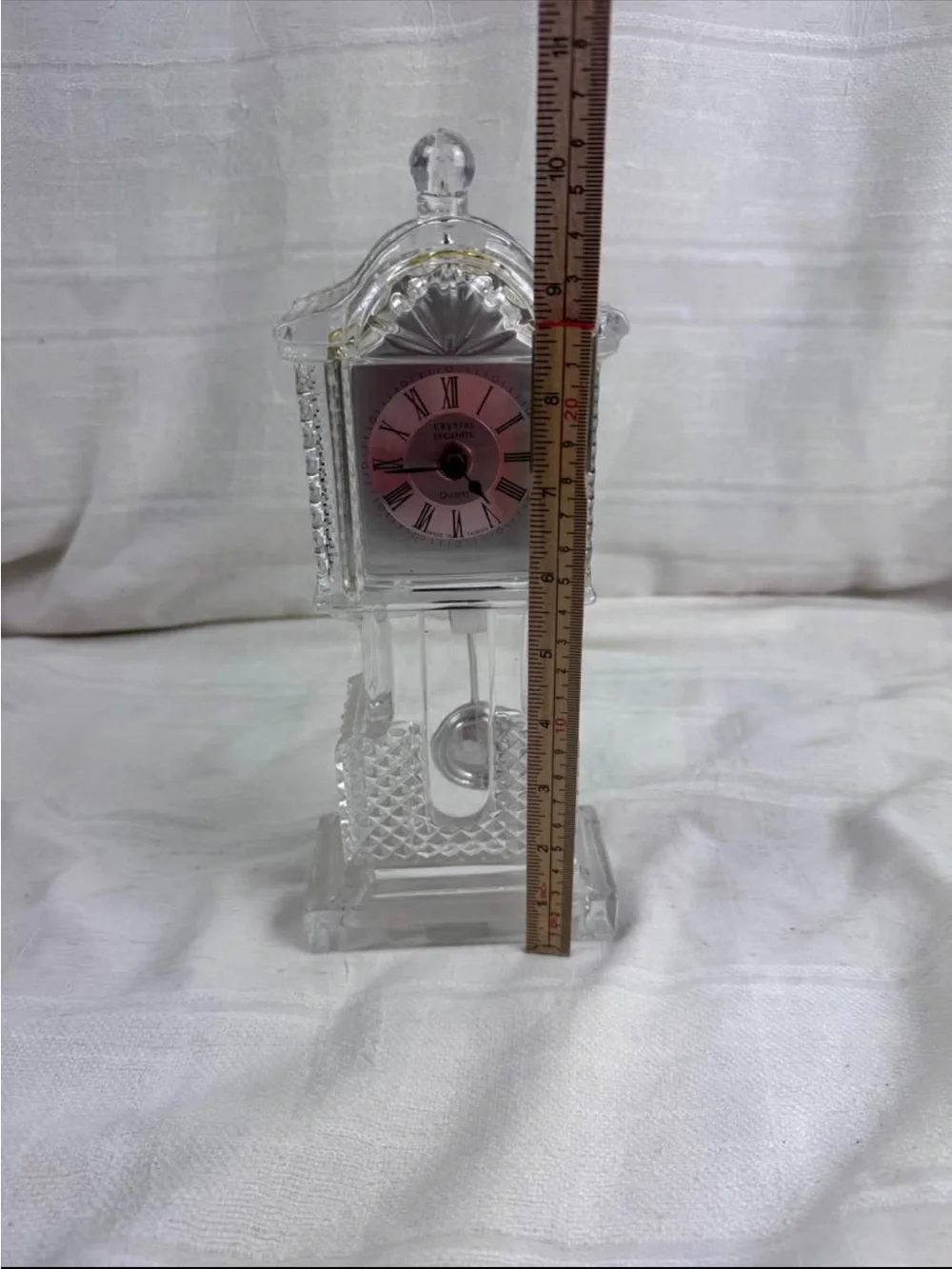 Vintage Godinger Clear Crystal Pendulum Desk Clock - Clear